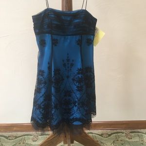 Blue Lace Homecoming Dress